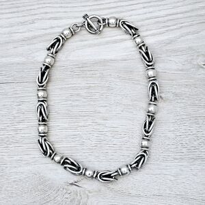 Silpada Very Rare Sterling Silver Byzantine Toggle Heavy 17" Necklace 132g N0203